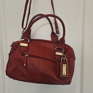 Tignanello Red Genuine Leather Large Shoulder Bag. Key Chain, ‎ Carry it All!